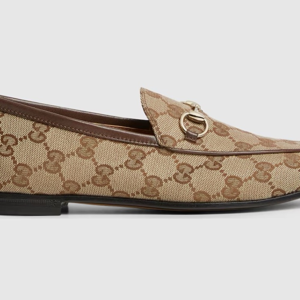 Gucci Tan & Brown GG Canvas Horsebit Loafer - Women's